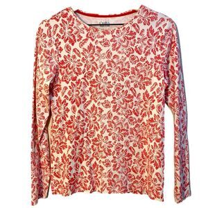 CROFT & BARROW The Classic Tee Long Sleeve Red White T-Shirt S.